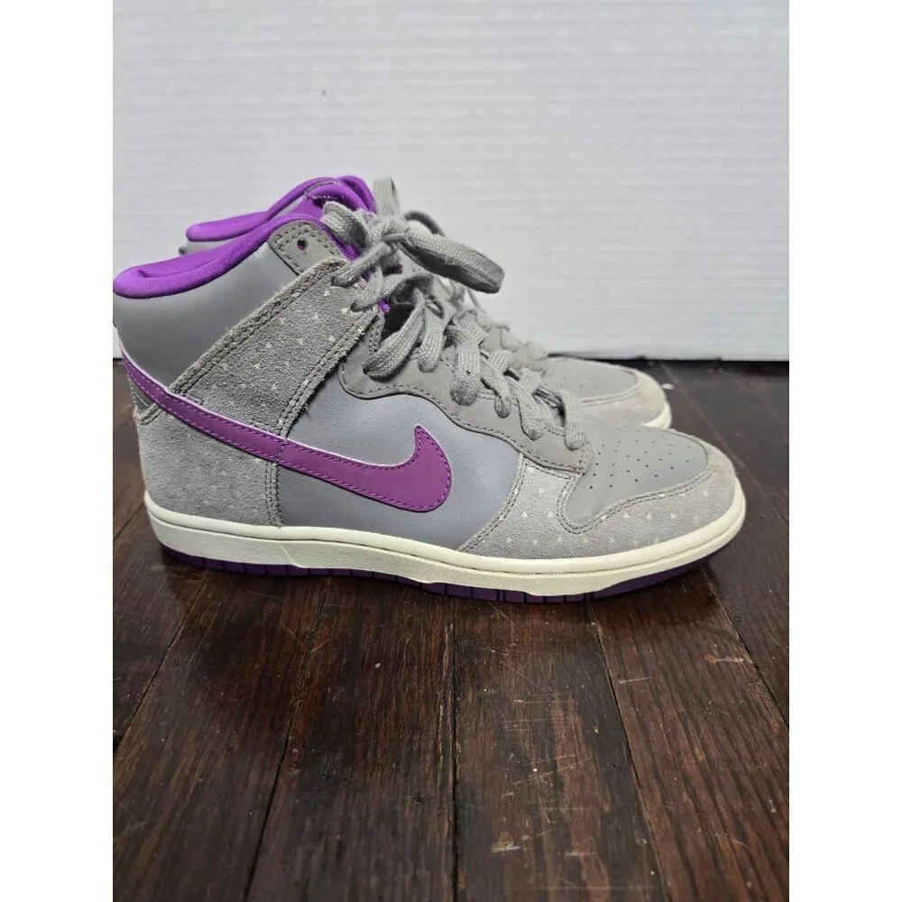 Nike Dunk High Skinny Sneakers Grey Purple Polka Dot size 7 Women's